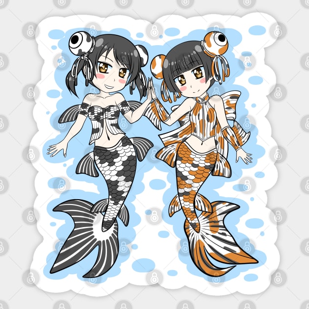 Goldfish Mermaid Sisters Sticker by TeriyakiPigeon